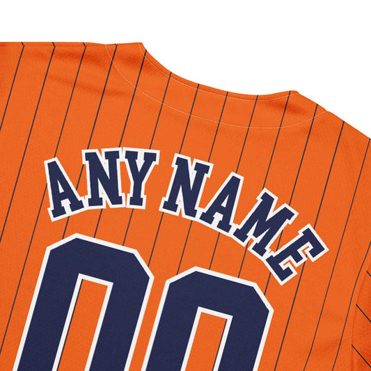 Custom Neon Orange Baseball Jersey, Navy/White Outline Letters
