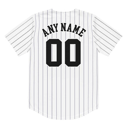 Custom White Baseball Jersey, Black Stripes