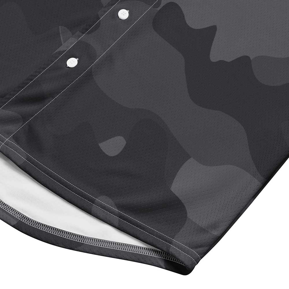 Custom Black Camo Baseball Jersey, White Letters