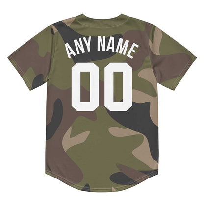 Custom Green Multicam Baseball Jersey, White Letters