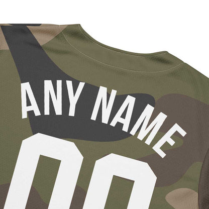 Custom Green Multicam Baseball Jersey, White Letters