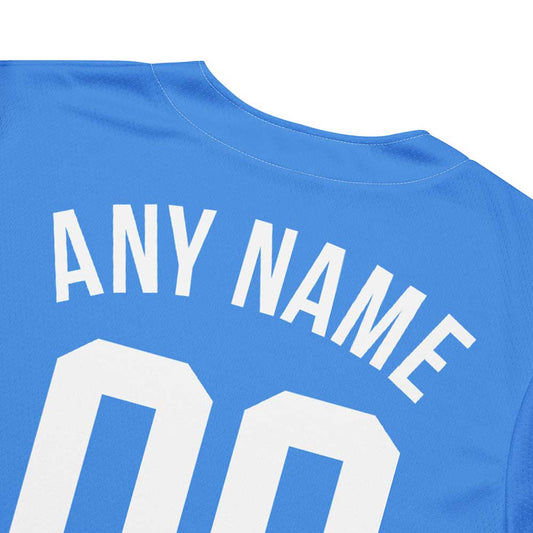 Custom Powder Blue Baseball Jersey, White Letters