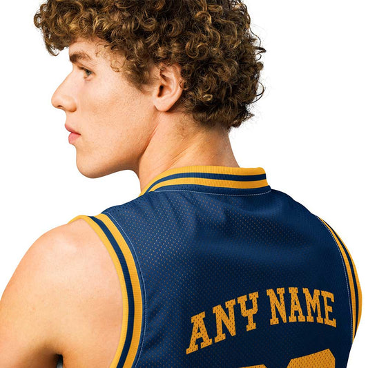 Custom Indiana Blue Premium Basketball Jersey, Yellow Letters