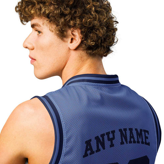Custom Memphis Blue Premium Basketball Jersey, Black Letters