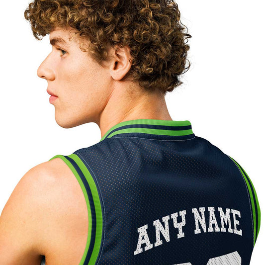 Custom Timber Blue Premium Basketball Jersey, White Letters
