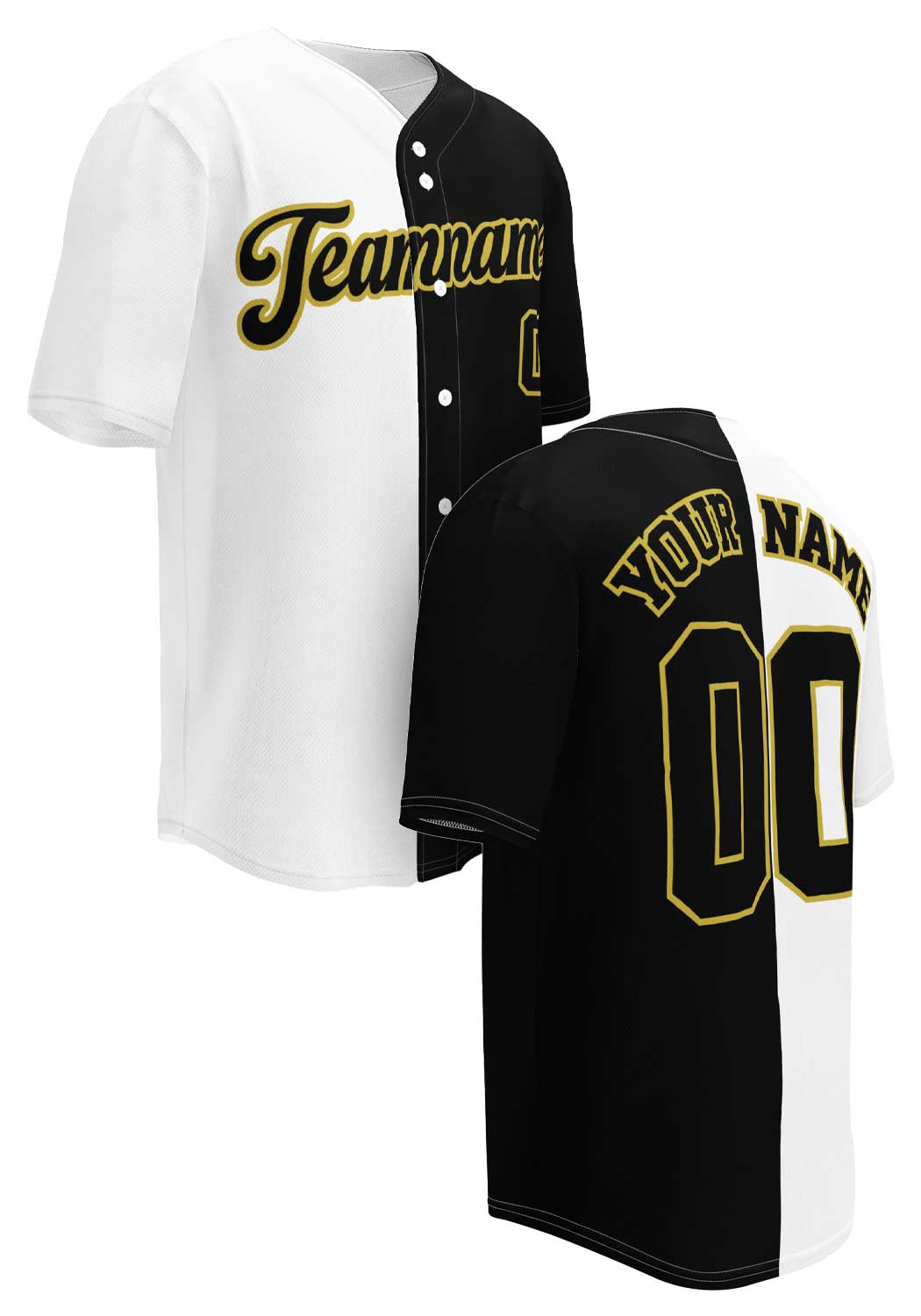 Black, White and Old Gold Baseball Jersey