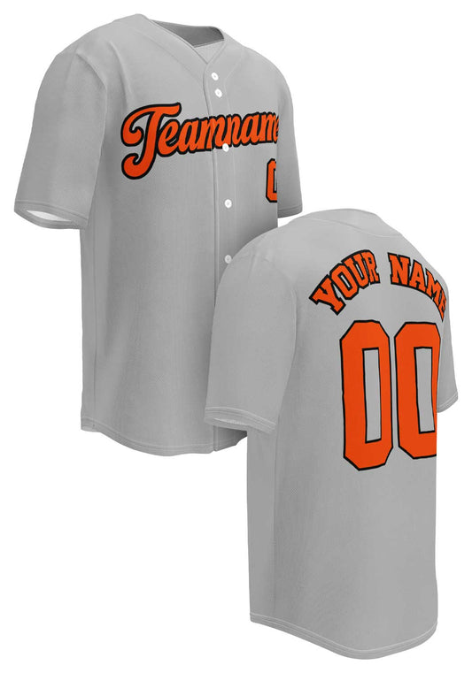 Gray and Orange Baseball Jersey