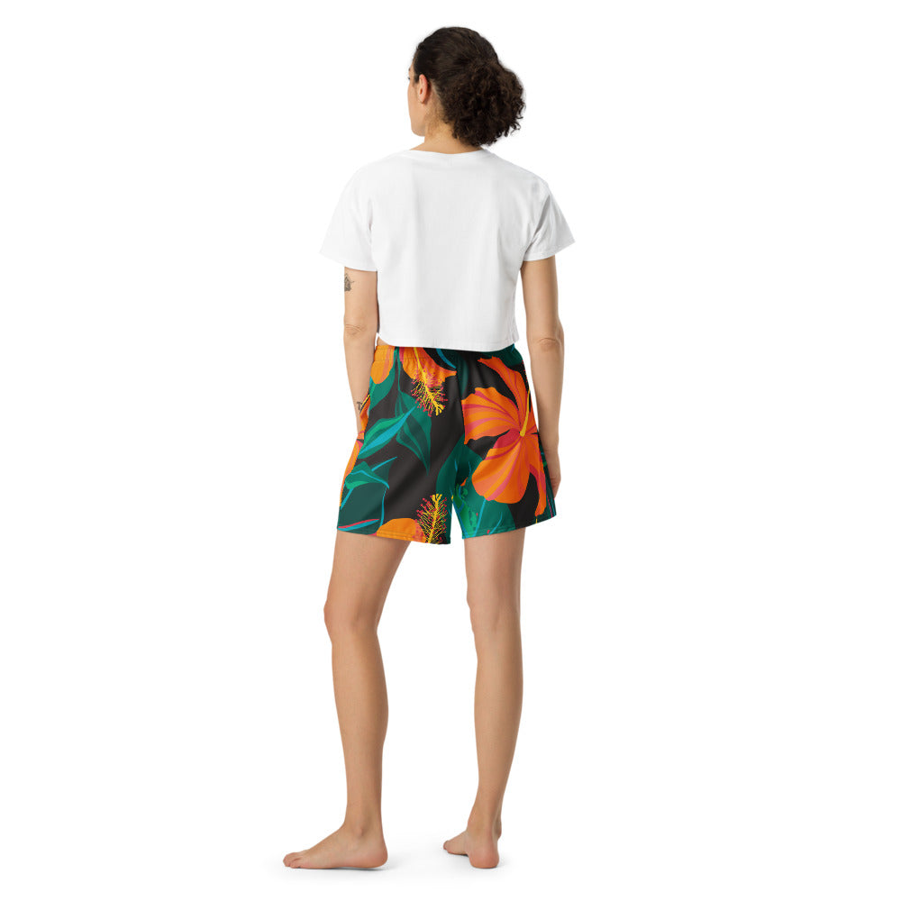 Guam Hibiscus All Over Print Athletic Long Shorts