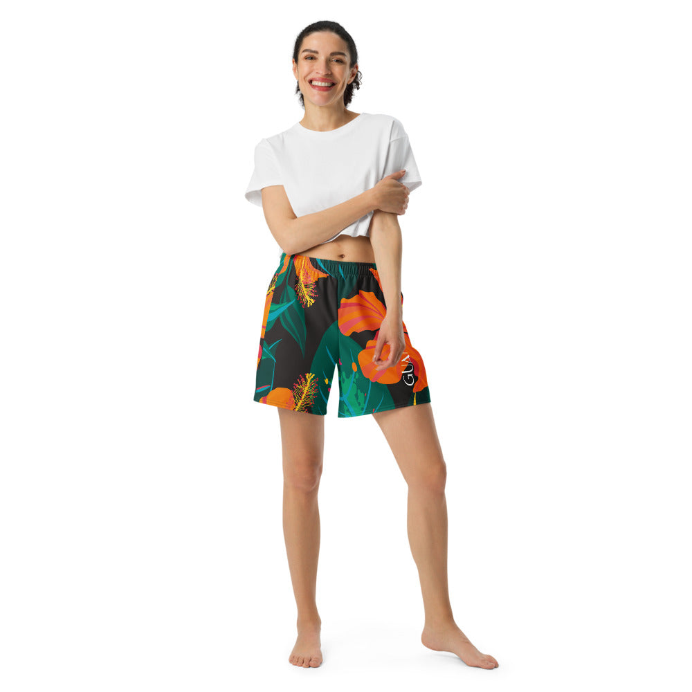 Guam Hibiscus All Over Print Athletic Long Shorts