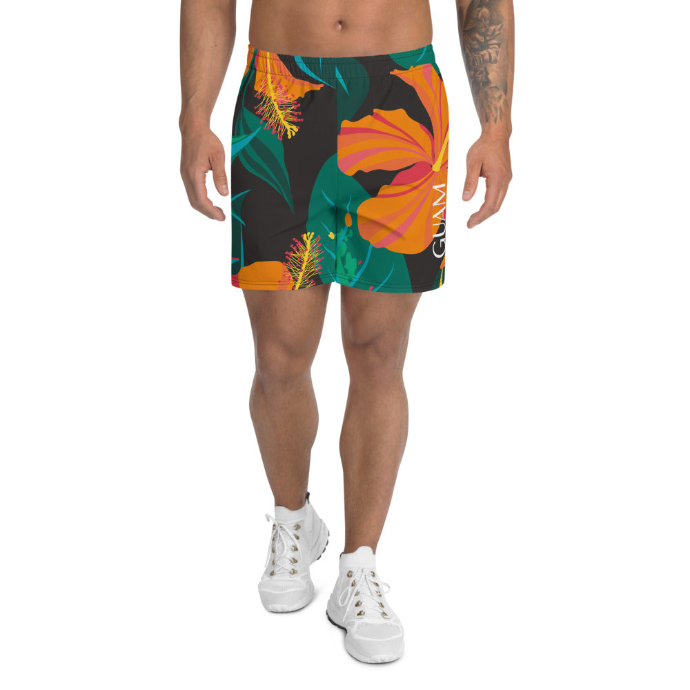 Guam Hibiscus All Over Print Athletic Long Shorts