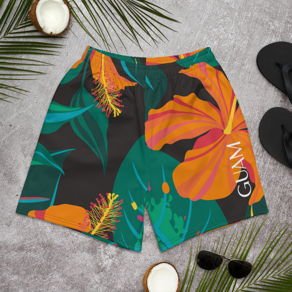 Guam Hibiscus All Over Print Athletic Long Shorts