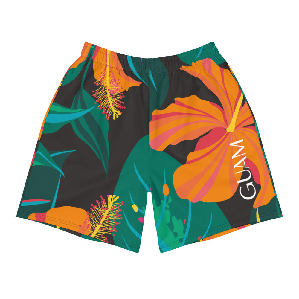 Guam Hibiscus All Over Print Athletic Long Shorts