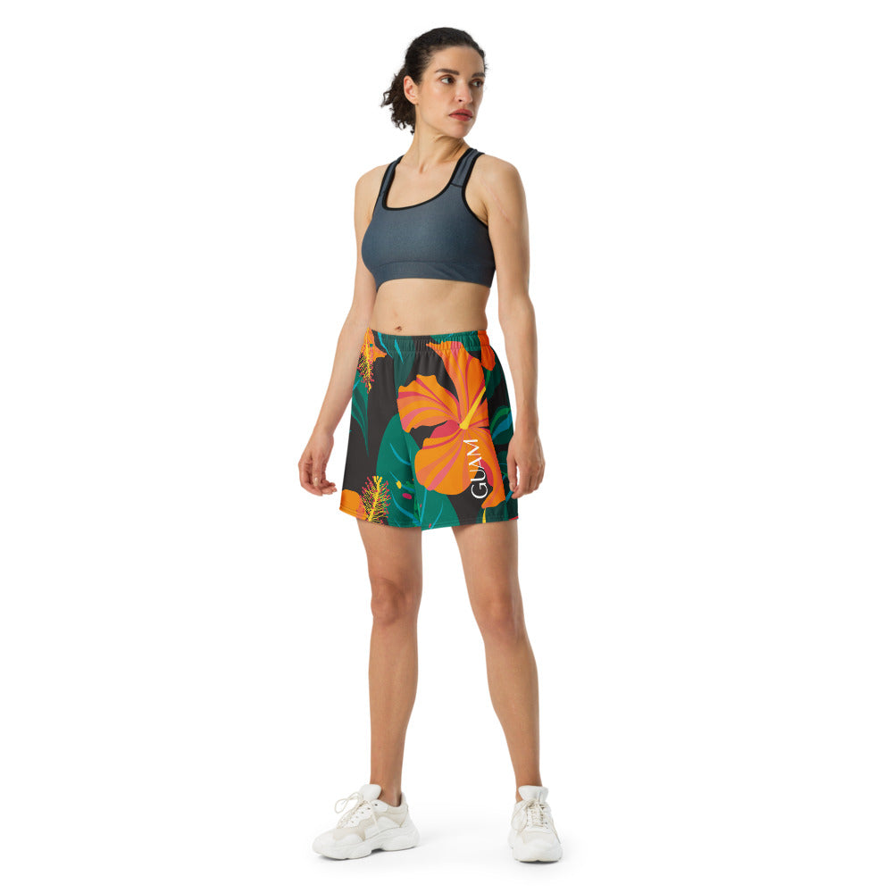 Guam Hibiscus All Over Print Athletic Long Shorts