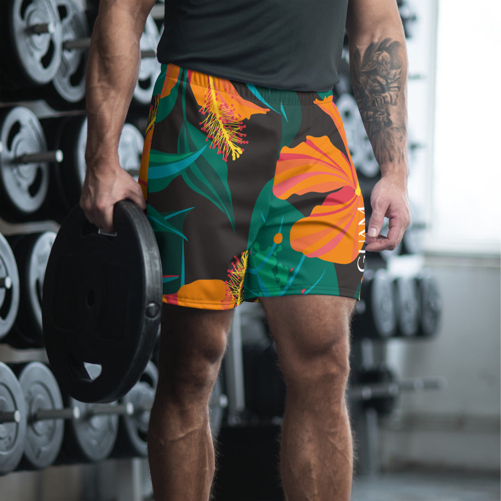 Guam Hibiscus All Over Print Athletic Long Shorts