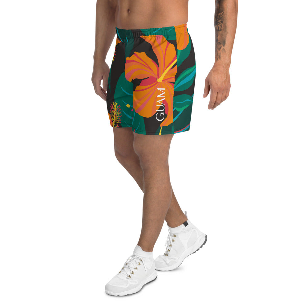 Guam Hibiscus All Over Print Athletic Long Shorts