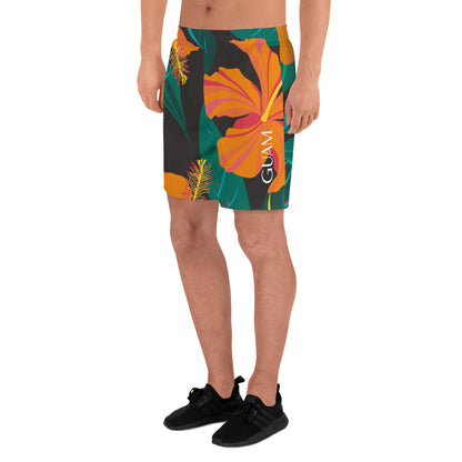 Guam Hibiscus All Over Print Athletic Long Shorts