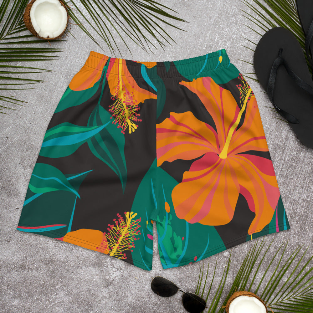 Guam Hibiscus All Over Print Athletic Long Shorts