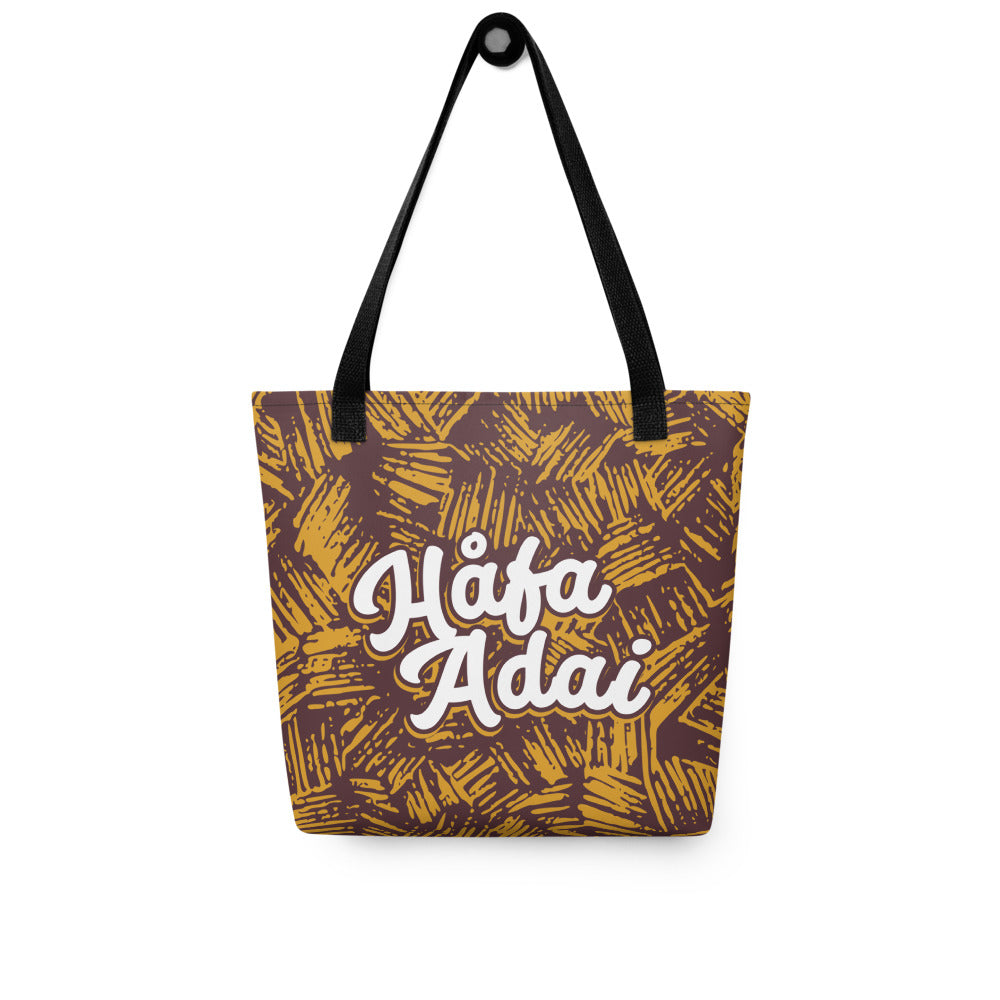 Hafa Adai Brown All Over Print Tote Bag (15"x15")