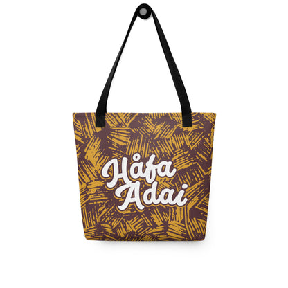 Hafa Adai Brown All Over Print Tote Bag (15"x15")