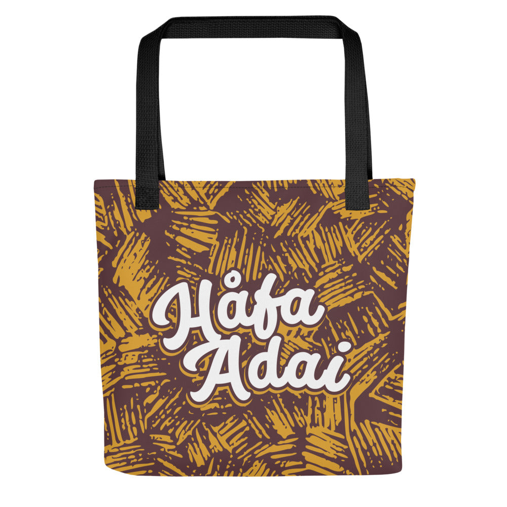 Hafa Adai Brown All Over Print Tote Bag (15"x15")