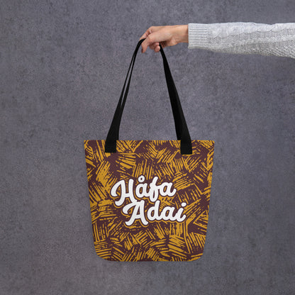 Hafa Adai Brown All Over Print Tote Bag (15"x15")