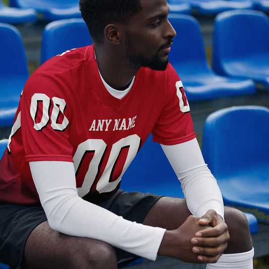 Custom Falcon Red Football Fan Jersey, White Letters