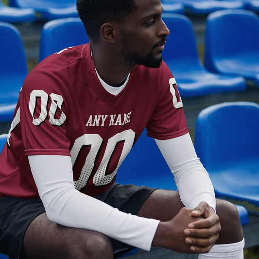 Custom Cardinal Red Football Fan Jersey, White Letters
