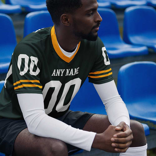Custom Green and Yellow Football Fan Jersey, White Letters