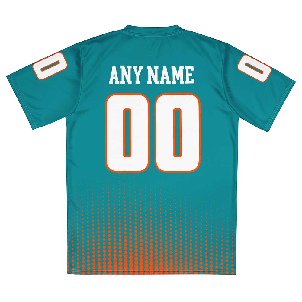 Custom Teal Football Fan Jersey, White Letters