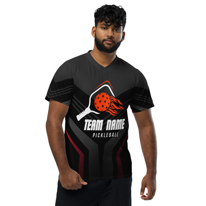 Black Geometric Pickleball Jersey (Flames)