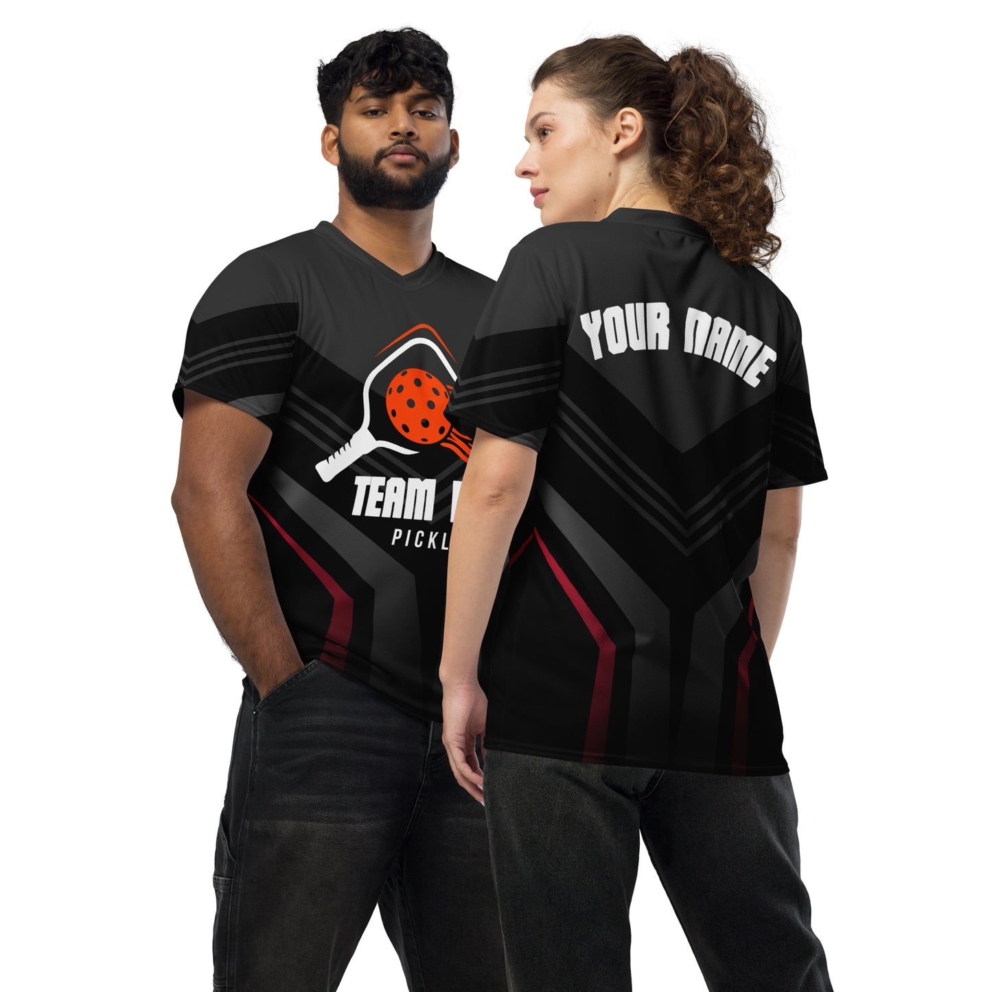 Black Geometric Pickleball Jersey (Flames)