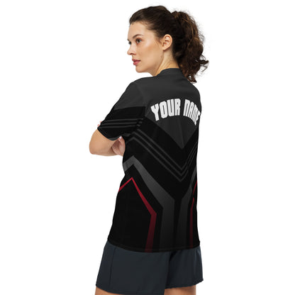 Black Geometric Pickleball Jersey (Flames)