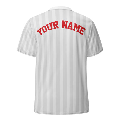 White and Grey Striped Pickleball Jersey