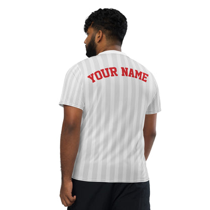 White and Grey Striped Pickleball Jersey