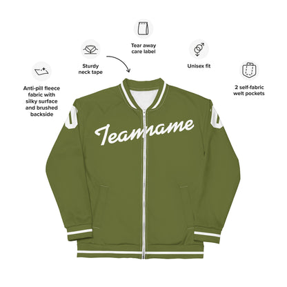 Olive Green/White Bomber Jacket