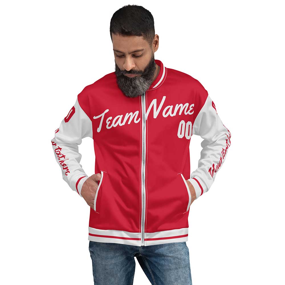 Custom Red/Whisper Bomber Jacket