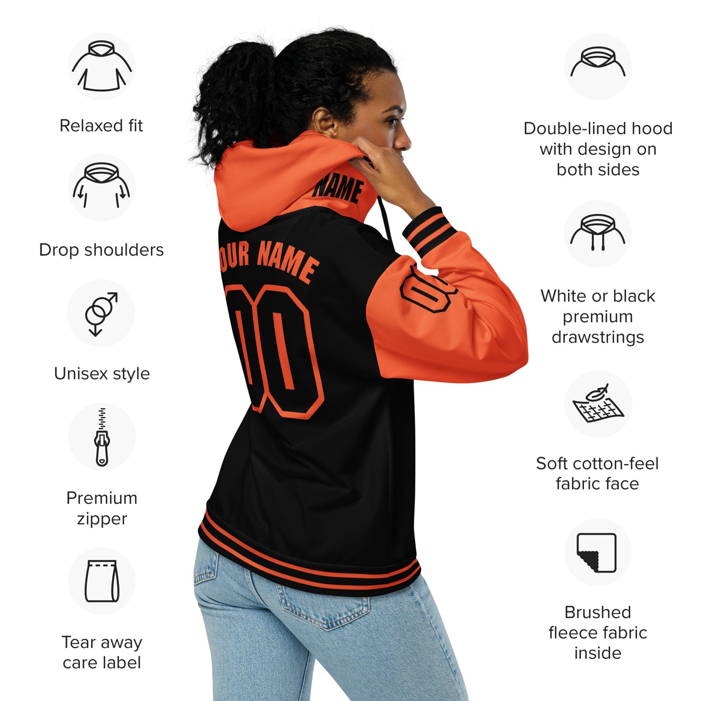 Outrageous Orange/Black Jersey Hoodie