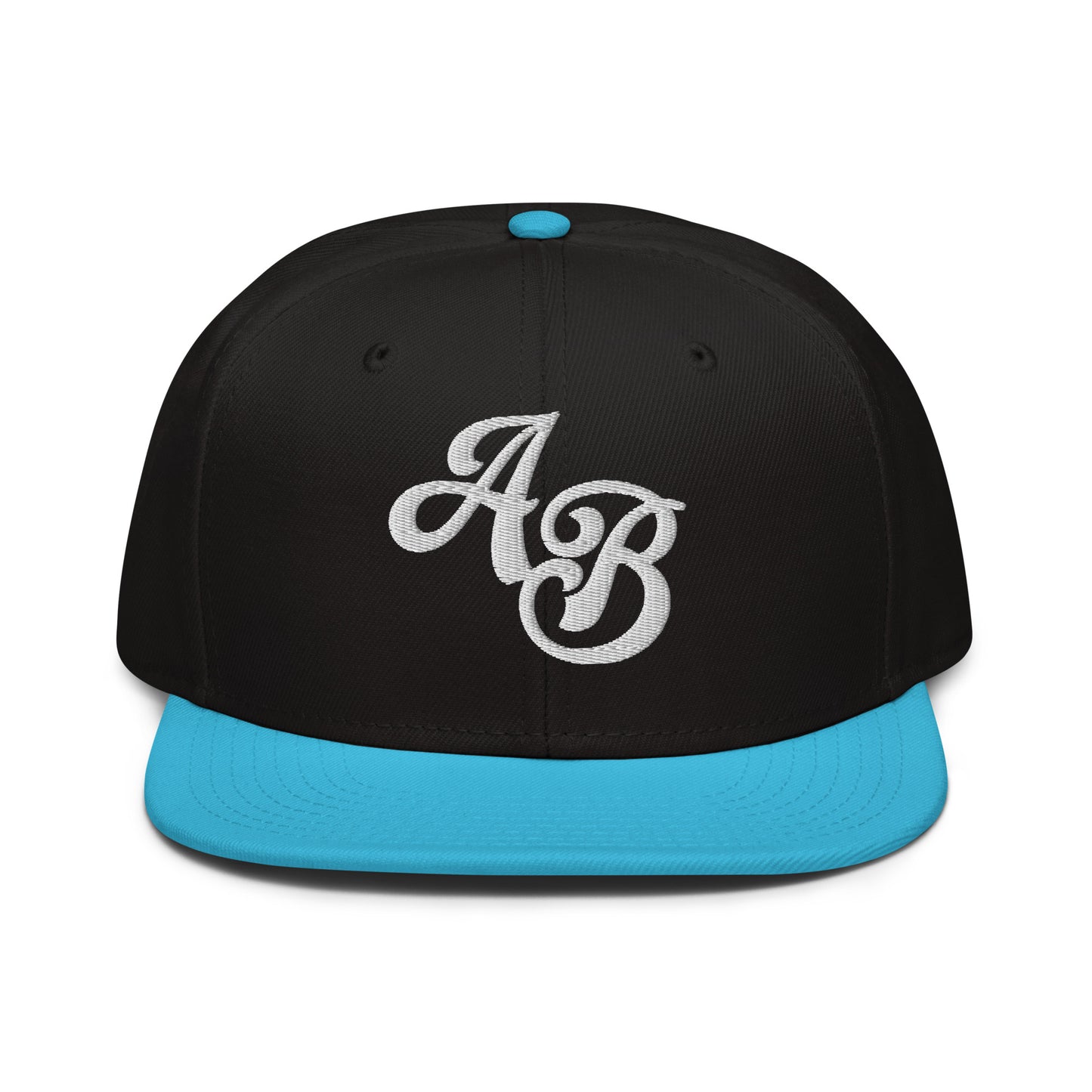 Custom Aqua Blue/Black Snapback Hat with Your Initials (Launch)