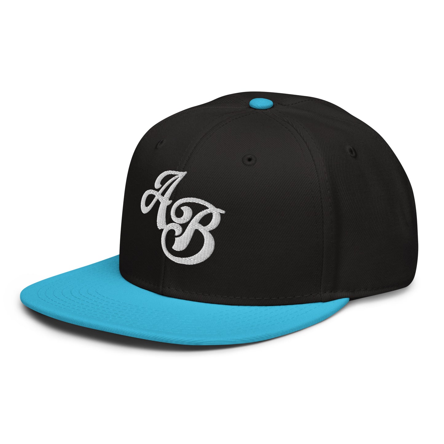 Custom Aqua Blue/Black Snapback Hat with Your Initials (Launch)