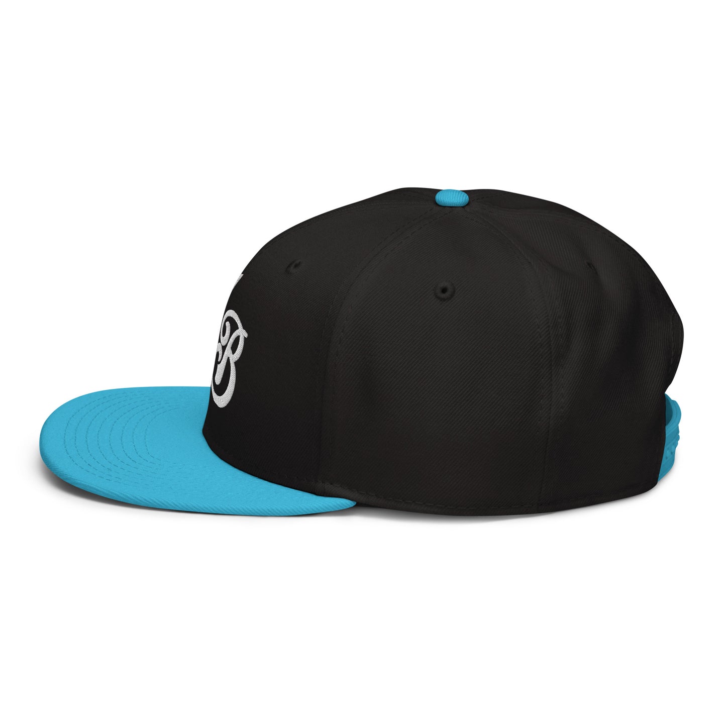 Custom Aqua Blue/Black Snapback Hat with Your Initials (Launch)