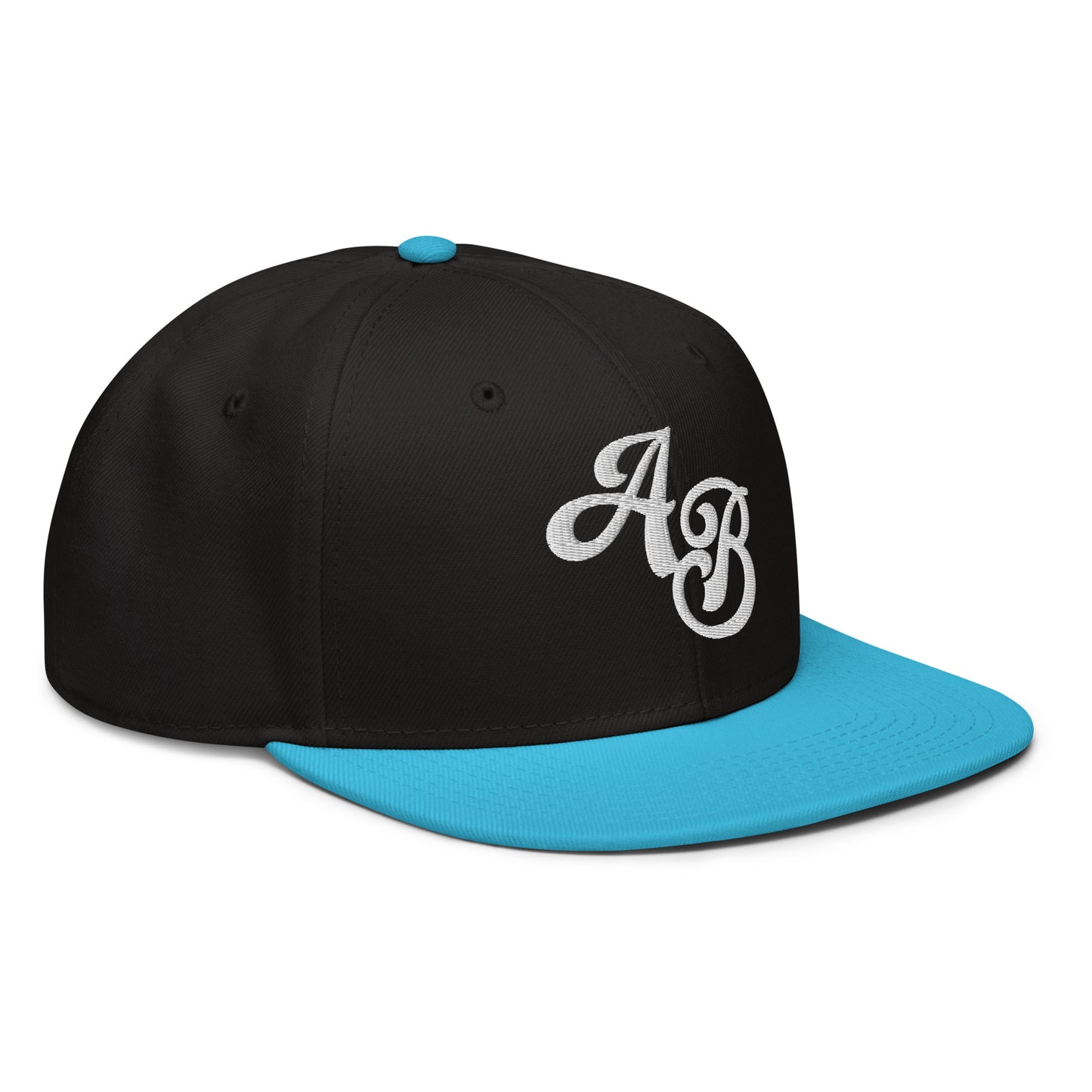 Custom Aqua Blue/Black Snapback Hat with Your Initials (Launch)