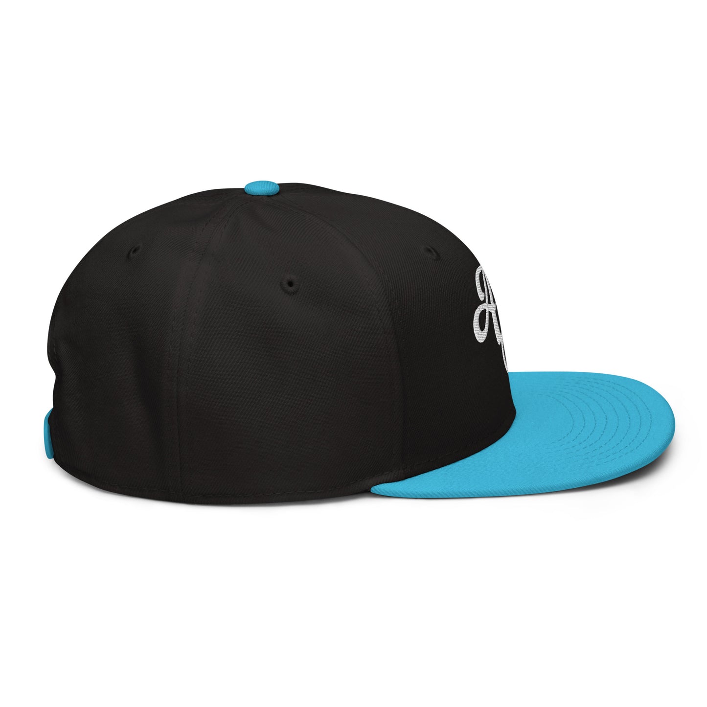 Custom Aqua Blue/Black Snapback Hat with Your Initials (Launch)