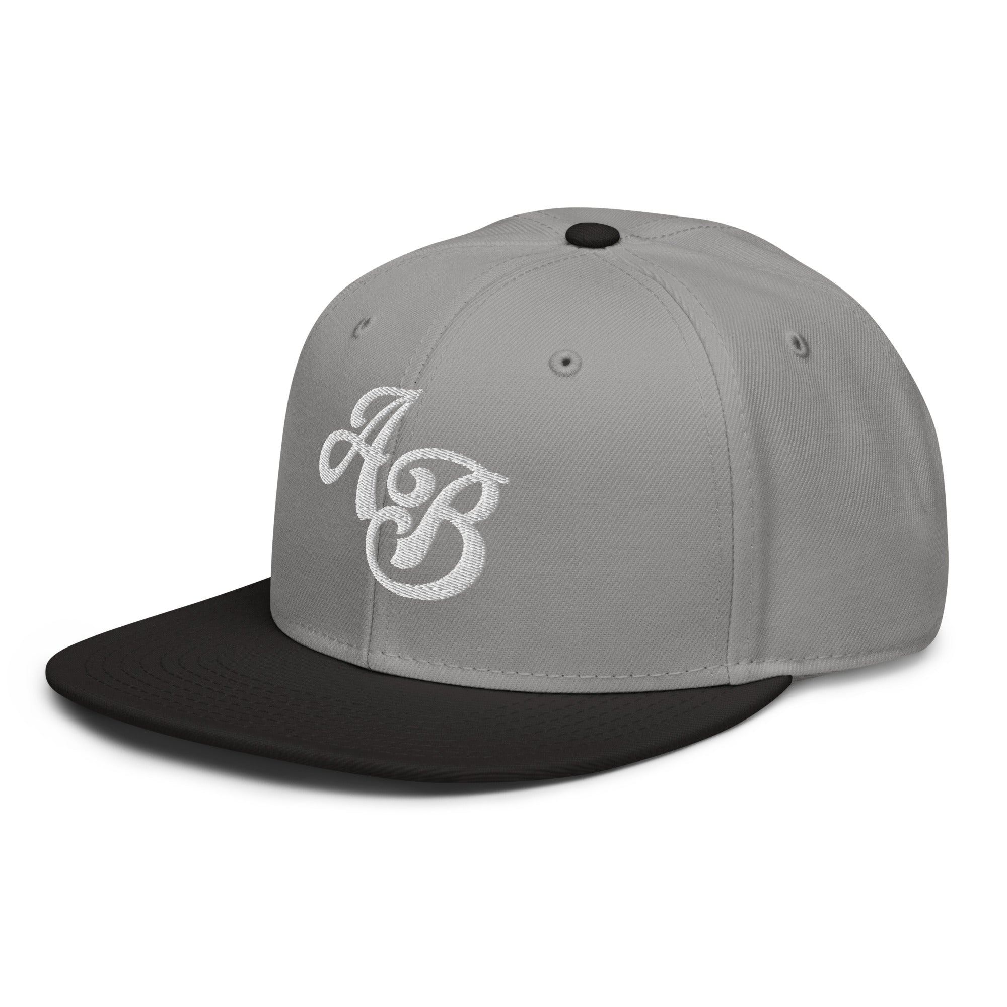 Custom Black/Gray Snapback Hat with Your Initials (Launch)